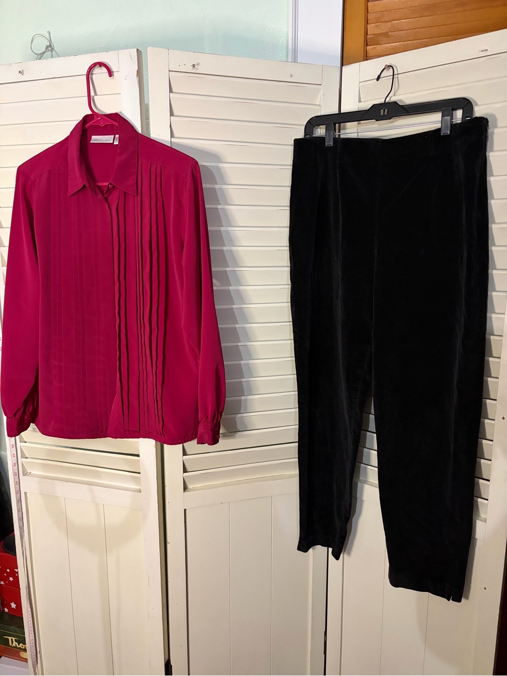 Two piece VINTAGE outfit including Dress Barn pants and a Distinctions blouse